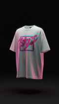Stark White Oversized Tee with Neon Magenta Script