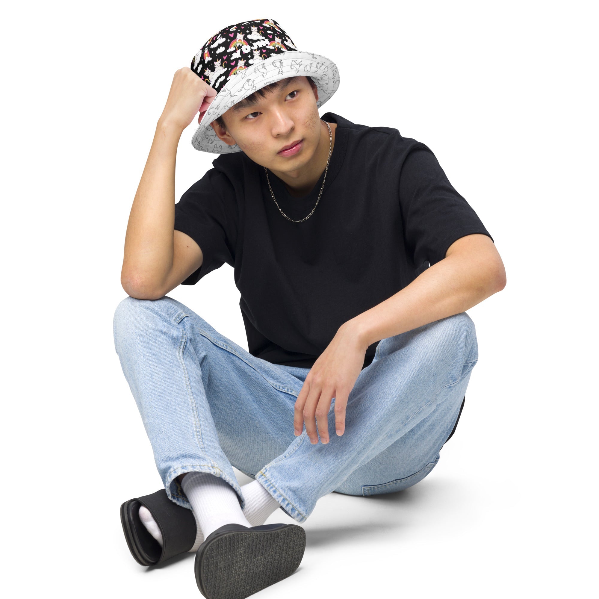 Black and White Reversible Bucket Hat