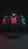Abyss Black Hoodie with Neon Magenta Print